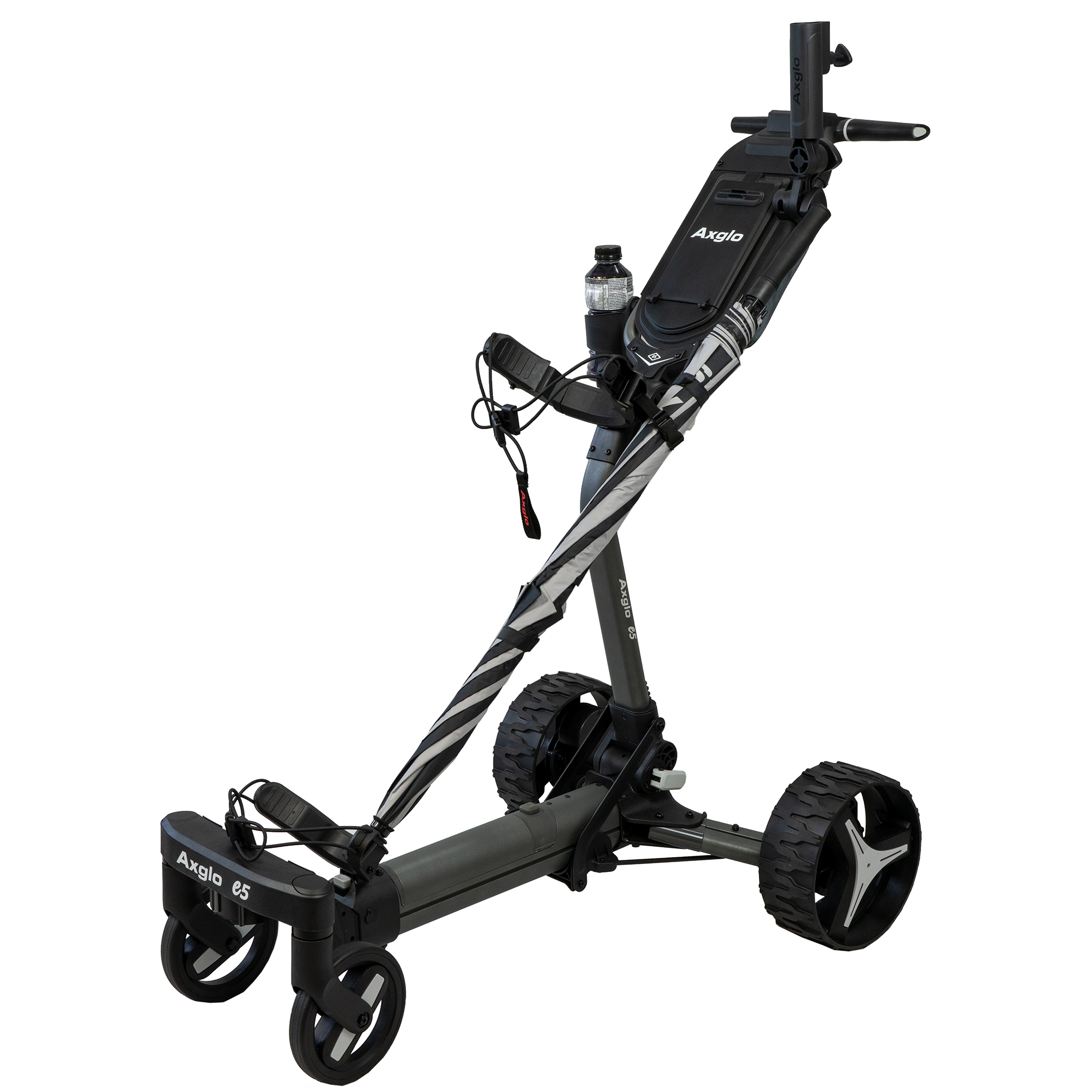Axglo E5 Electric Golf Trolley Push Cart with umbrella
