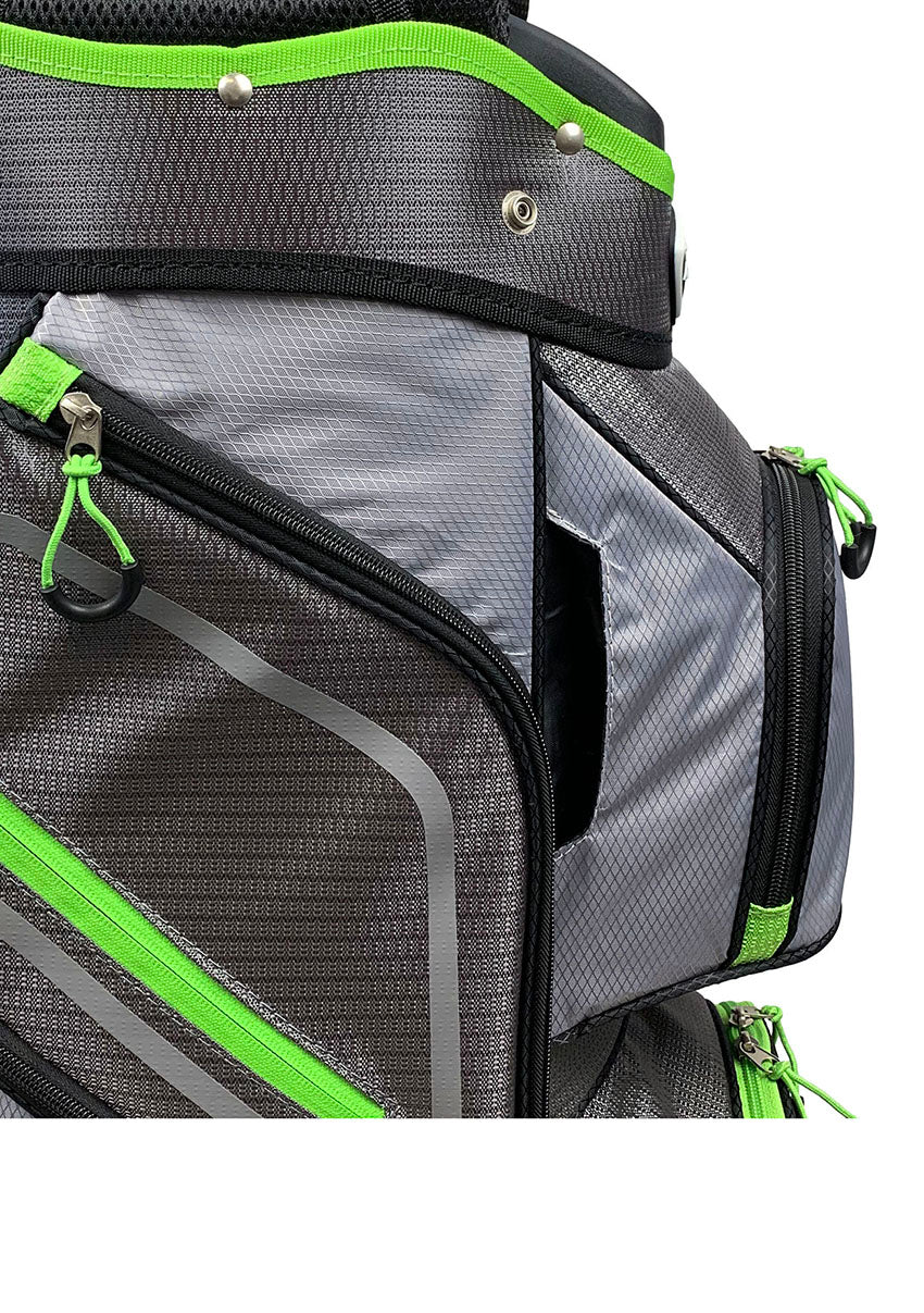 Axglo Golf Cart Bag - Green/Grey with waterproof zipper