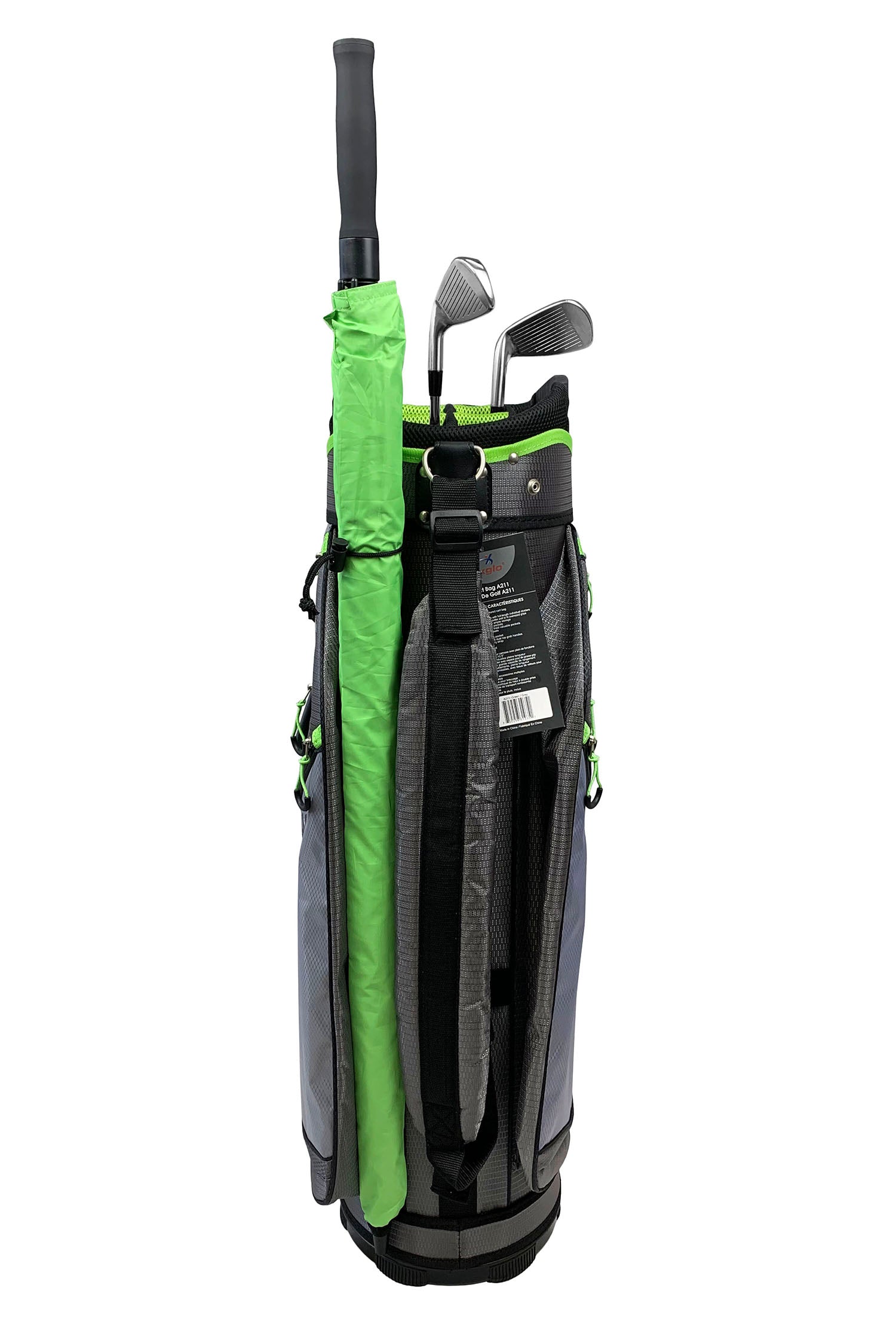 Axglo Golf Cart Bag - Green/Grey with umbrella holder