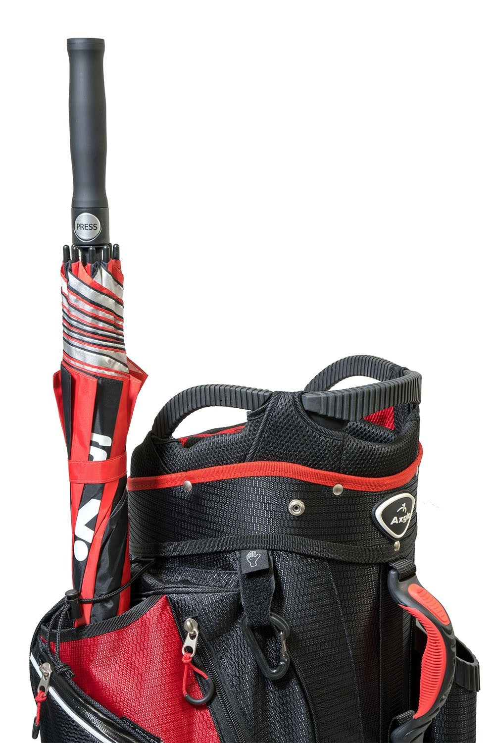 Axglo Golf Cart Bag - Red/Black - umbrella holder