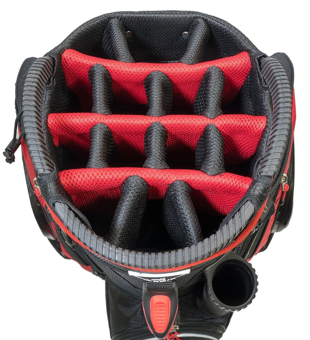 Axglo Golf Cart Bag - Red/Black - 14 full length individual dividers